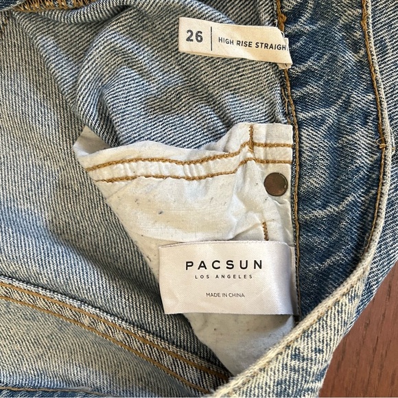 Pac Sun Woman's Blue Button Up Denim High Rise Jeans Straight Leg 26" X 25” - Picture 8 of 10